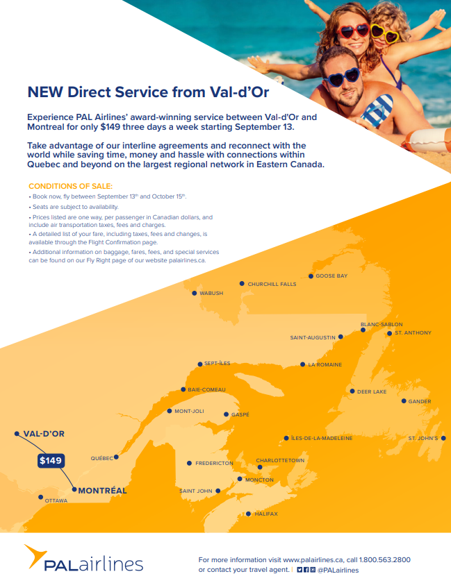 NEW Direct Service from Val-d’Or